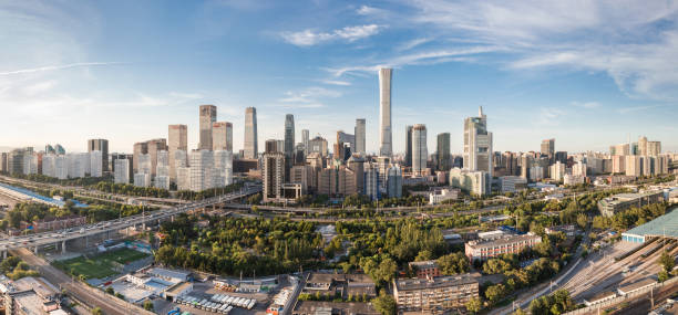 skyline panoramico del cbd di pechino diurno - beijing foto e immagini stock