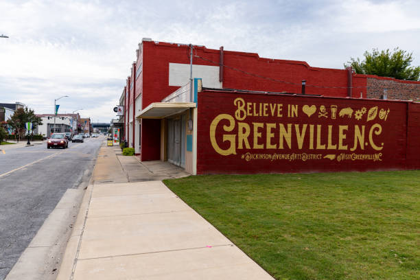 Believe in Greenville NC mural in the Greenville Arts District stock photo