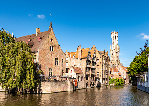 Bell Tower - Belfry of Bruges from the canal