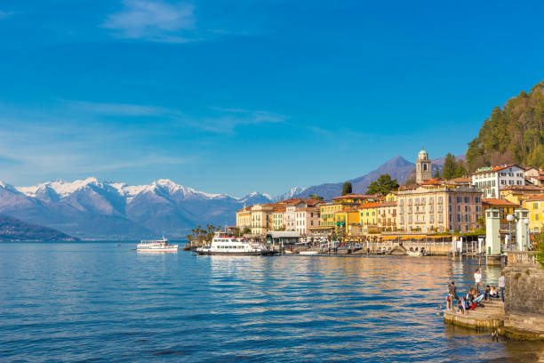 Bellagio small village on Lake Como, in Lombardy region, north Italy stock photo
