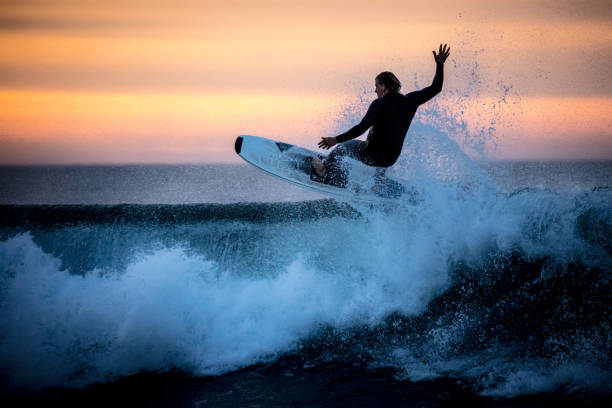 Bells Beach Surfers in Australia stock photo