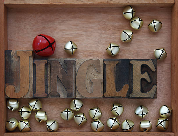 bells with the word jingle stock photo