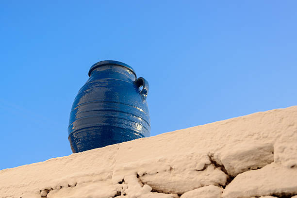 Belly amphora painted blue stock photo