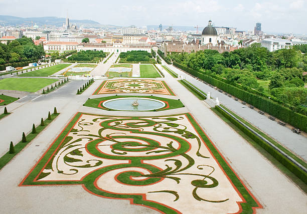 Belvedere Palace and its beautiful gardens "Belvedere Palace and its beautiful gardens, Vienna, Austria" vienna austria stock pictures, royalty-free photos & images