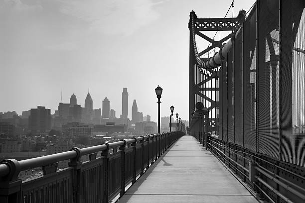 Ben Franklin Bridge and Philadelphia Skyline stock photo