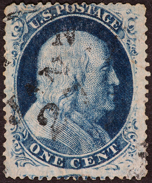 Ben Franklin postage stamp 1857 stock photo