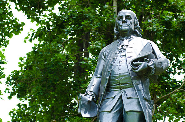 Benjamin Franklin statue at Washington Square Park in San Francisco stock photo