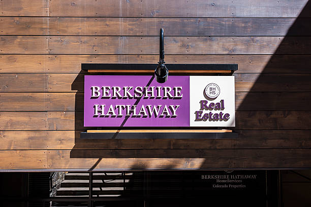 Berkshire Hathaway real estate sign in Vail, Colorado stock photo