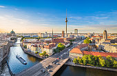 istock Berlin skyline with Spree river at sunset, Germany 503874284