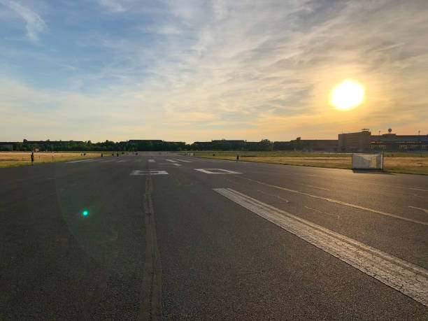 Berlin Tempelhofer Field Sunset stock photo