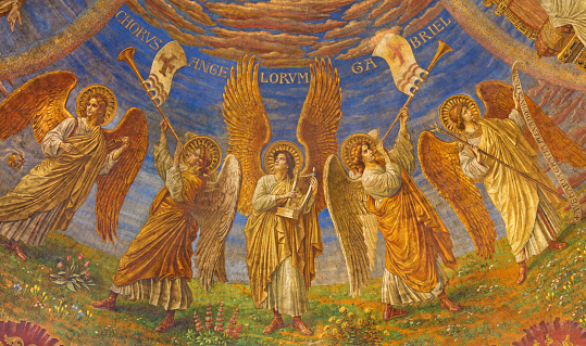 Berlin - The fresco in cupola of Rosenkranz Basilica by Friedrich Stummels, Karl Wenzel, and Theodor Nuttgens.
