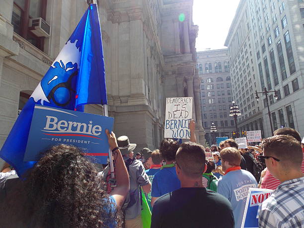 Bernie Sanders Rally at DNC in Philadelphia stock photo