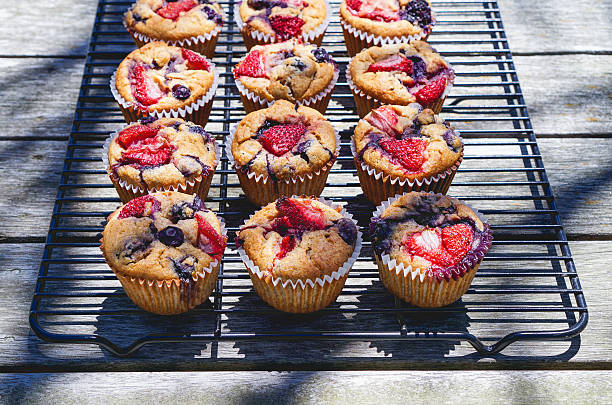 Berry Gluten-free Muffins, Selected Focus, Toning. stock photo