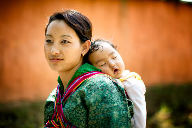 Bhutanese mother and child stock photo