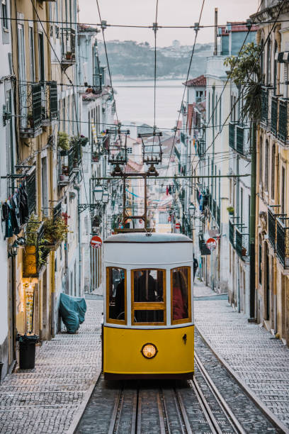 bica elevator, lisbon - portugal imagens e fotografias de stock