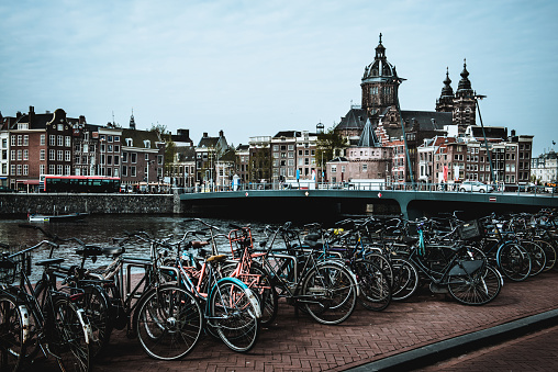 Bicycle Parking Center In Amsterdam, The Netherlands