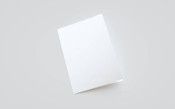 a4 bi-fold / half-fold brochure mock-up - front cover - papel a4 imagens e fotografias de stock