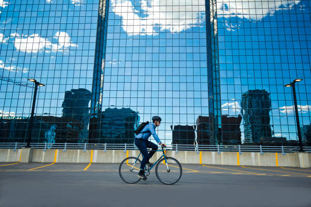 Big City Bicycle Commuter stock photo