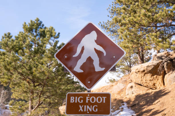 Big Foot Crossing Sign stock photo