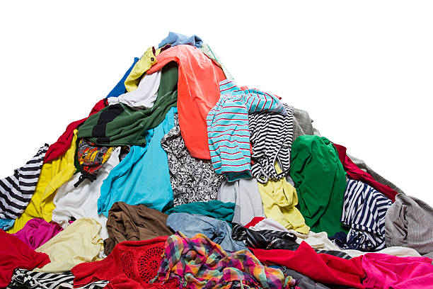 Big heap of colorful clothes stock photo