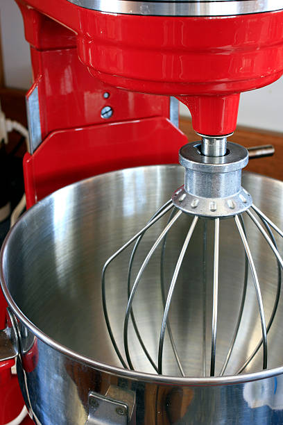Big red Kitchen mixer detail stock photo