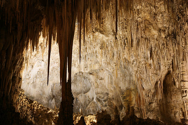 big room in carlsbad cavern national park - stalactiet stockfoto's en -beelden