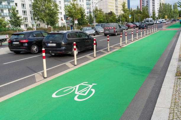 Bike Lanes For a Green and Sustainable City Life stock photo