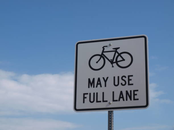 Bike Sign Goes Full Lane stock photo