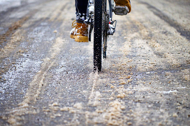Biker on the road close up. stock photo
