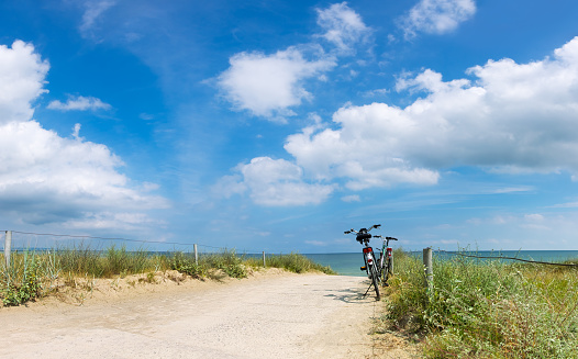 Bikes at the Beach of the Baltic Sea, panorama