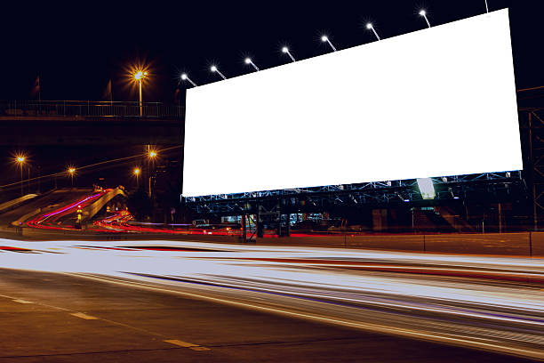 billboard blank outdoor at night. stock photo