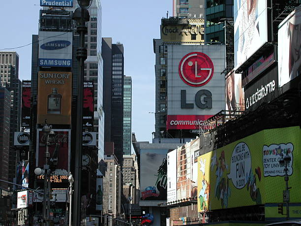 Billboard Signs of Times Square Summer 2001 stock photo