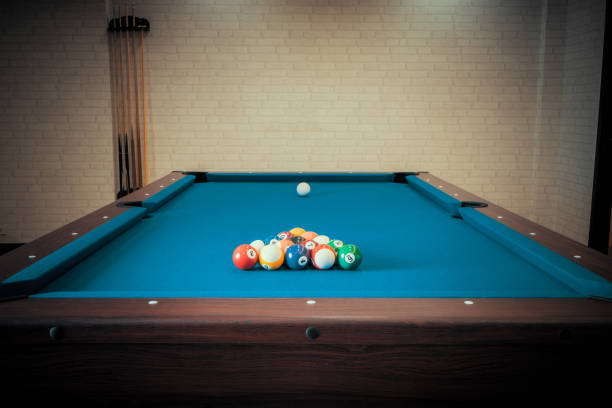 Billiards pool table retro vintage style stock photo