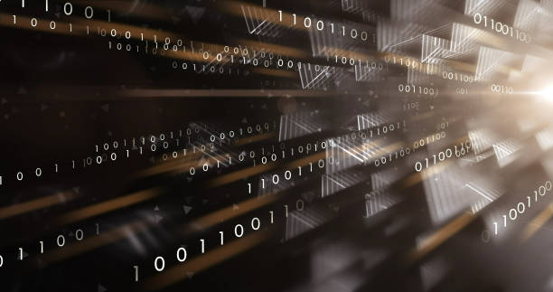 Binary Data Stream (Black) Beautifully rendered depiction of a binary data stream, perfectly usable for a wide range of topics related to the internet, computer networks or artificial intelligence. hackathon stock pictures, royalty-free photos & images