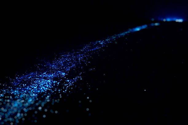 Bio luminescence. Illumination of plankton at Maldives. stock photo