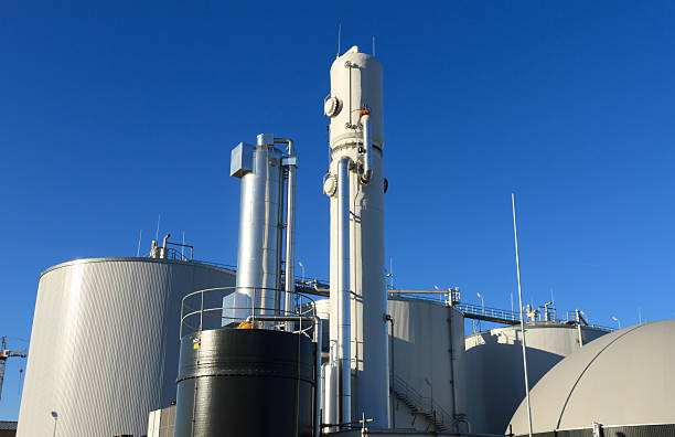 Biogas plant against a blue sky stock photo