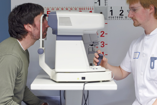 Biometry examination in a german eye clinic.