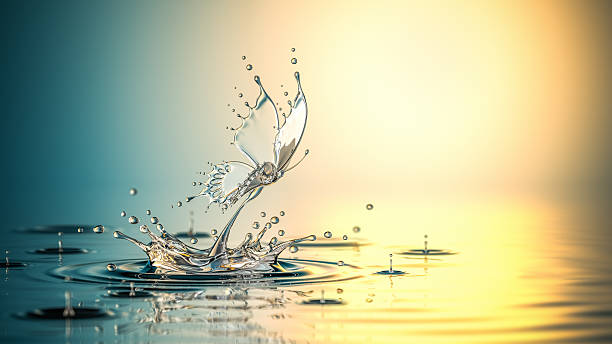 Birth Of Water Butterfly Nature abstract background. Concept. 3D render. tranquil scene stock pictures, royalty-free photos & images