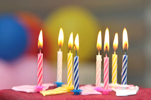 Birthday cake and candles Birthday cake and candles close up image happy birthday in danish stock pictures, royalty-free photos & images