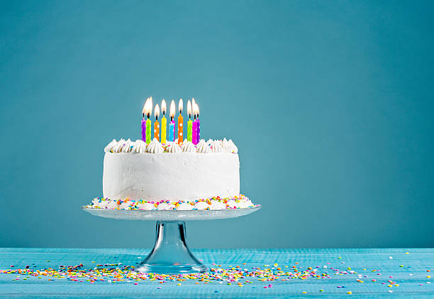 Birthday Cake with Candles stock photo