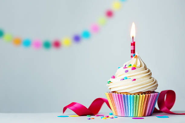 Birthday cupcake stock photo