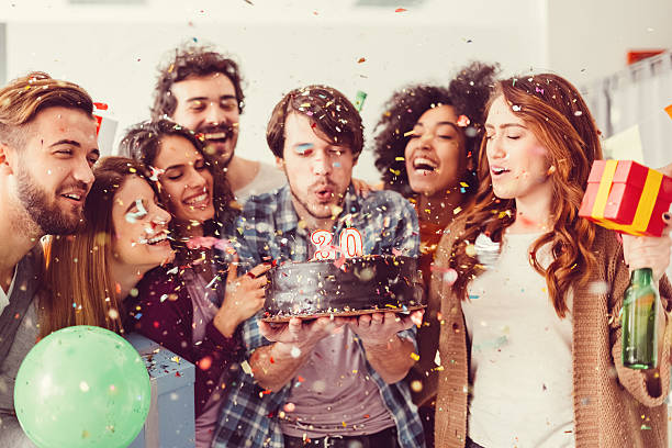 Birthday party in the office stock photo