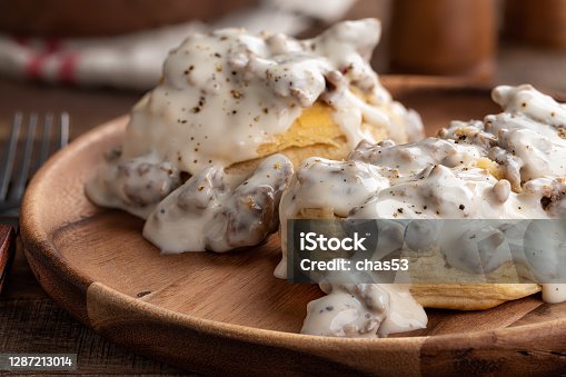 istock Biscuits and Creamy Sausage Gravy 1287213014