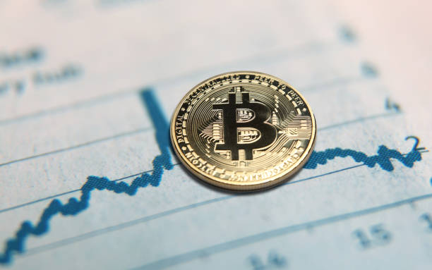 Bitcoin cryptocurrency blockchain finance chart stock photo