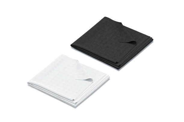 Blaank black and white folded fabric with deferred corner mockup stock photo