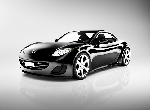 Black 3d Sports Car Stock Photo - Download Image Now - iStock