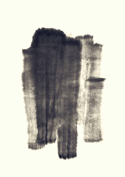 Black abstract watercolor paint brush Strokes texture stock photo