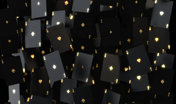 zwarte en gouden aces array - aas kaarten stockfoto's en -beelden