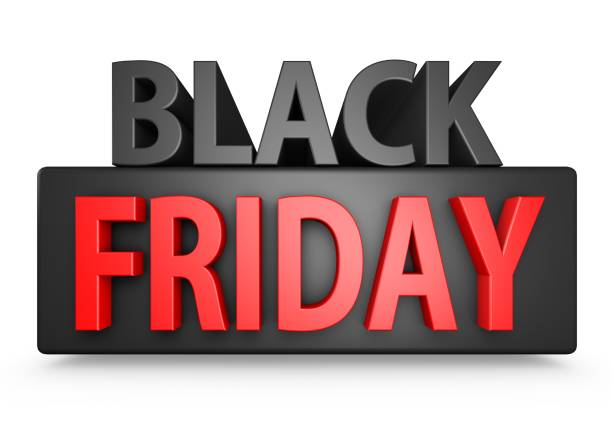 Black And Red 3D Black Friday Text stock photo