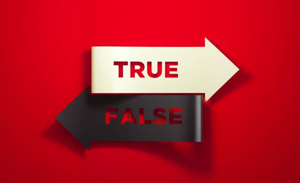 Black and White Arrows Pointing Opposite Directions - Dilemma Concept Black and white arrows pointing opposite directions on red background. True and false antonym reads on the arrows. Dilemma and choice concept. Horizontal composition with copy space. artificial stock pictures, royalty-free photos & images